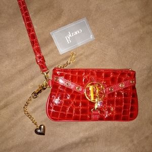 Balzano Red Croc Embossed Expanding Wristlet